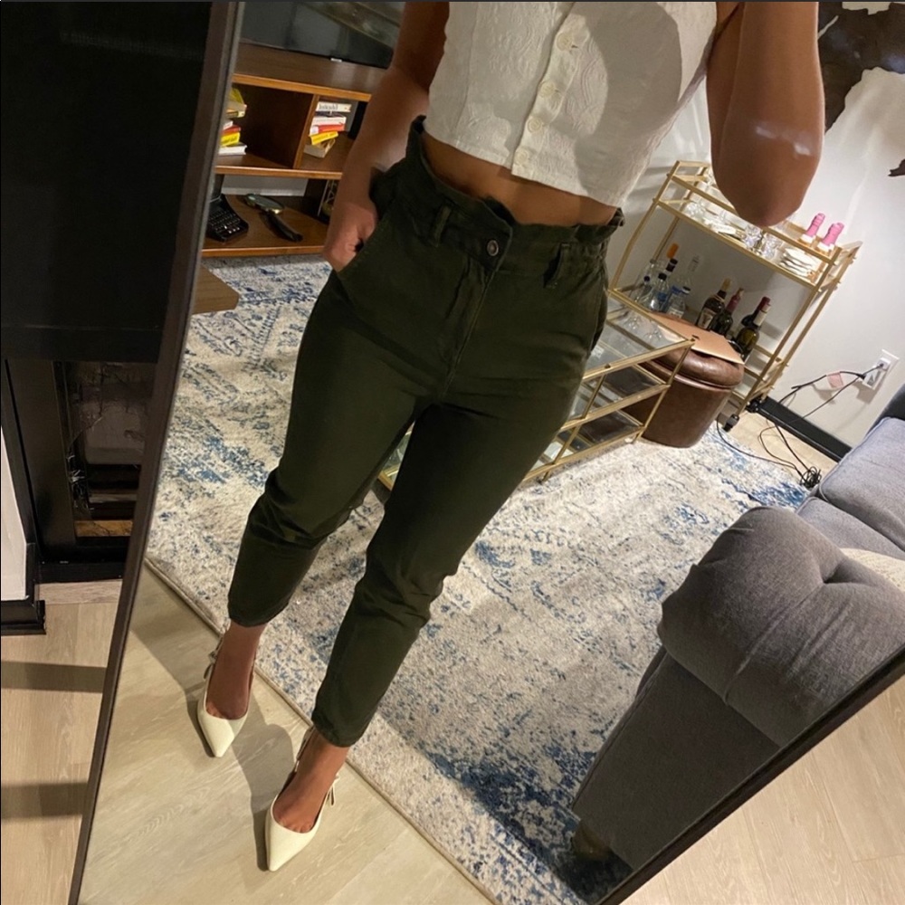 Zara green high waisted pants size 2